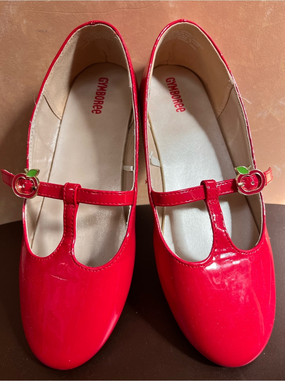 Gymboree Red Patent T-Strap Apple Accent Girls' Dress Shoes Sz 3